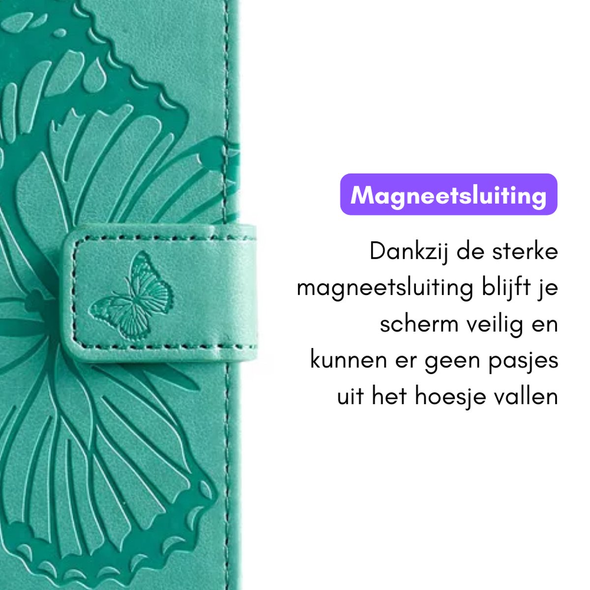 Hoesje Vlinders Groen geschikt voor Samsung Galaxy A05s - Portemonnee Book Case - Boekje Met Kaarthouder / Pasjeshouder en Magneetsluiting - Booklet - Wallet Beschermhoes - Telefoonhoesje