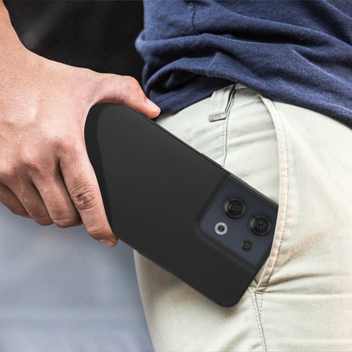 [EOL] Origineel Oppo Reno 8 Hoesje Siliconen Back Cover Zwart
