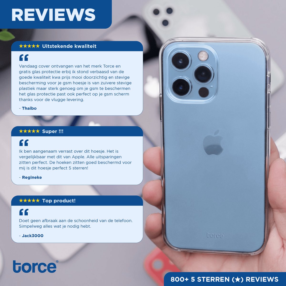 TORCE® iPhone 13 Pro Hoesje - Case Transparant + Gratis Glass Screenprotector