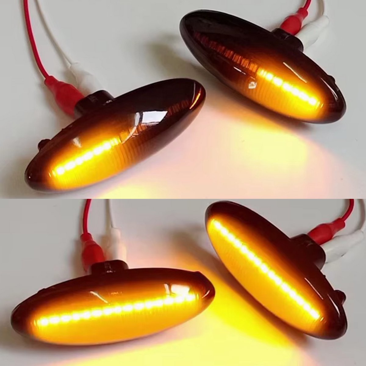 Dynamische LED Richtingaanwijzers - Smoked - Voor Toyota Yaris / Rav 4 / Corolla / Auris - Plug & Play Knipperlichten Zijkant - Set van 2 Knipperlichten met LED streep - Flowing Water Effect