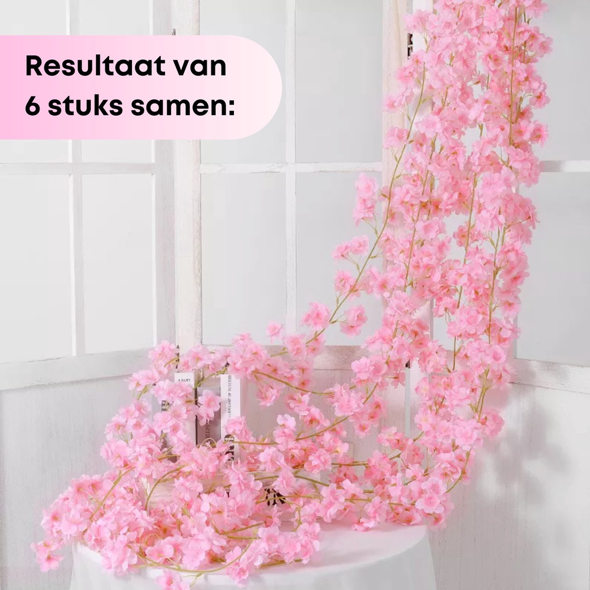 Bloemenslinger Bloesem - Roze - Kunstbloemen Slinger voor Decoratie - Bloemenslinger Fietsmand of Stuur - 180 CM - Kunst Kamer of Fiets Decoratie
