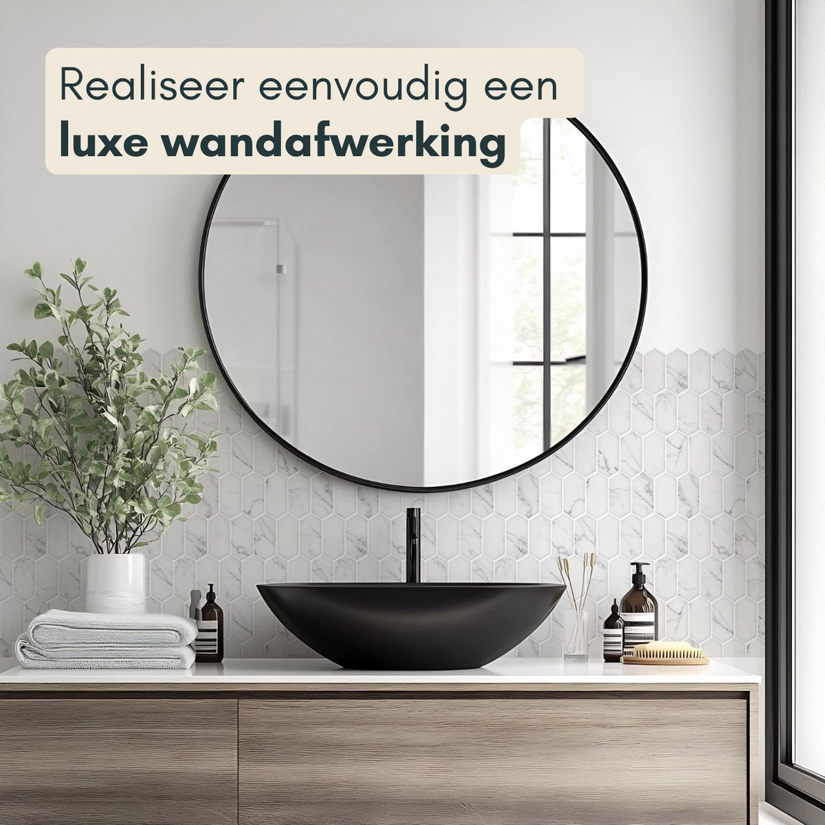 Solusia Zelfklevende Plaktegels Wit Marmer – 10 Luxe Plaktegels voor Wand – Waterdichte Wandpanelen voor Keuken, Badkamer en Toilet – 30 x 30 cm – Makkelijk aan te brengen - Tegeltjes Tegelstickers - Hexagon Honeycomb