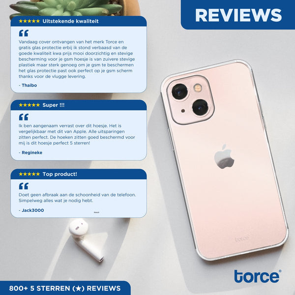 TORCE® iPhone 13 Mini Hoesje - Case Transparant + Gratis Glass Screenprotector