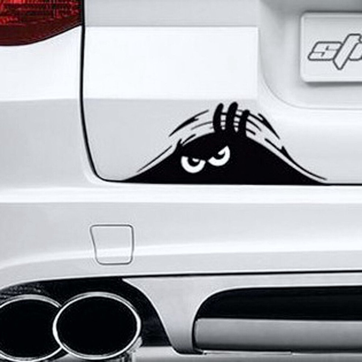 Autosticker - Boos Poppetje Cartoon - Grappige Auto Sticker Zwart - Hoogwaardig Vinyl - Autostickers Wrap Folie - universeel/alle automerken
