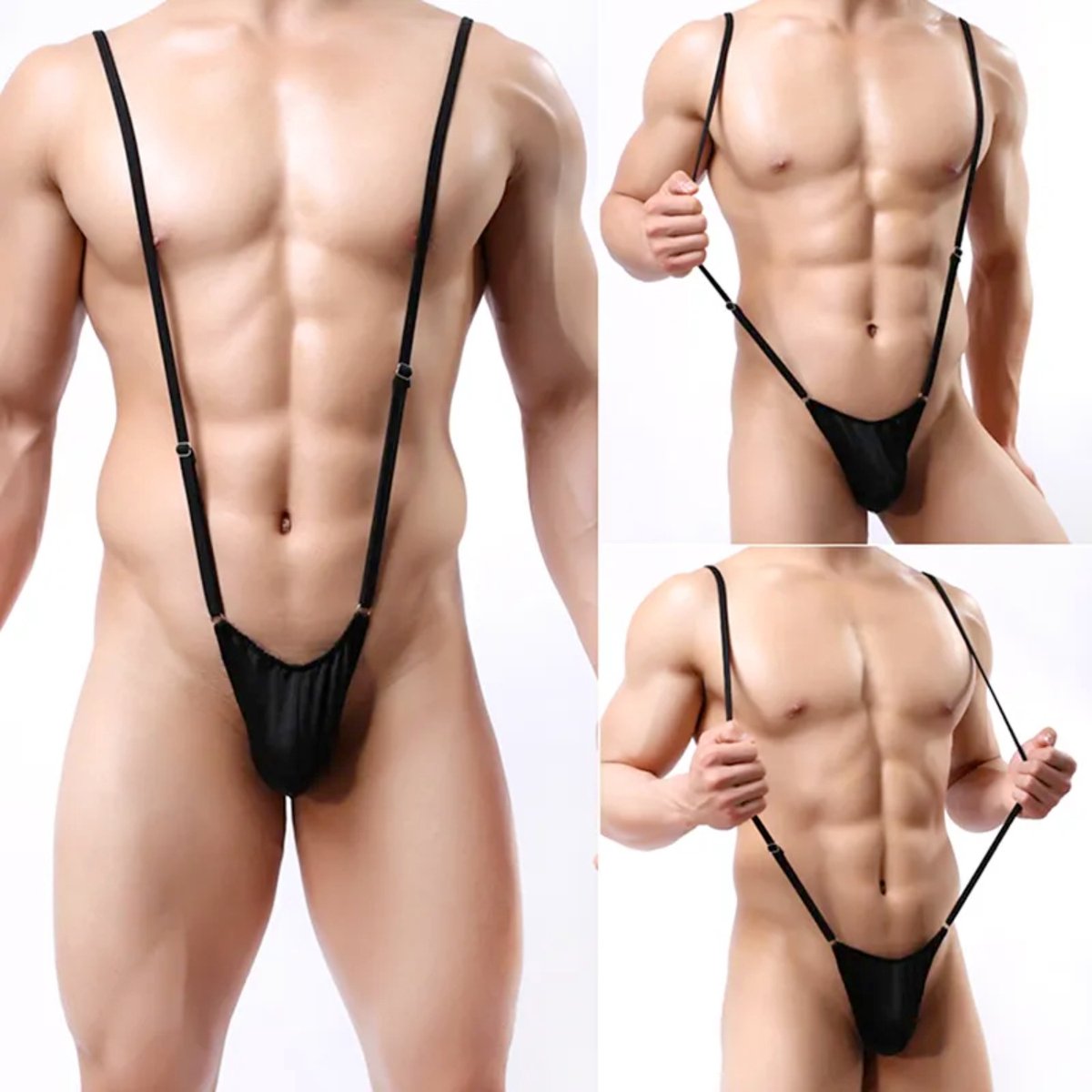 Mankini - Mannen Borat String Zwart - Sexy Heren Lingerie - Zwemkleding - Vrijgezellenfeest - Verstelbare Bandjes - One Size