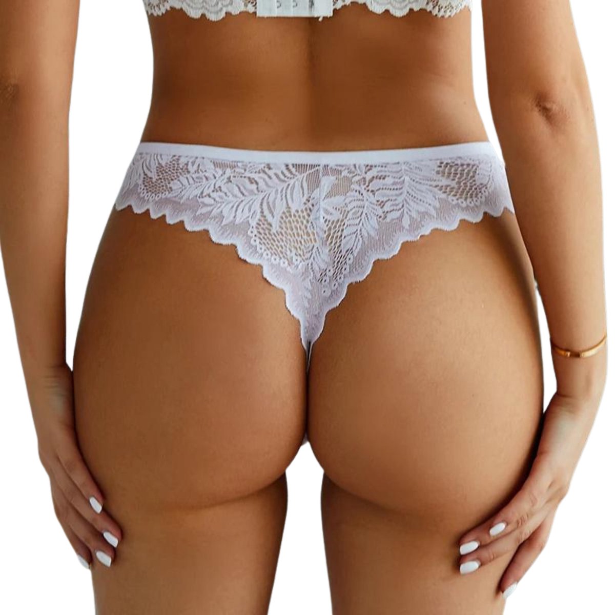 Sexy Brazilian Dames String - Kant - Wit - Dames Lingerie / Ondergoed - Maat S