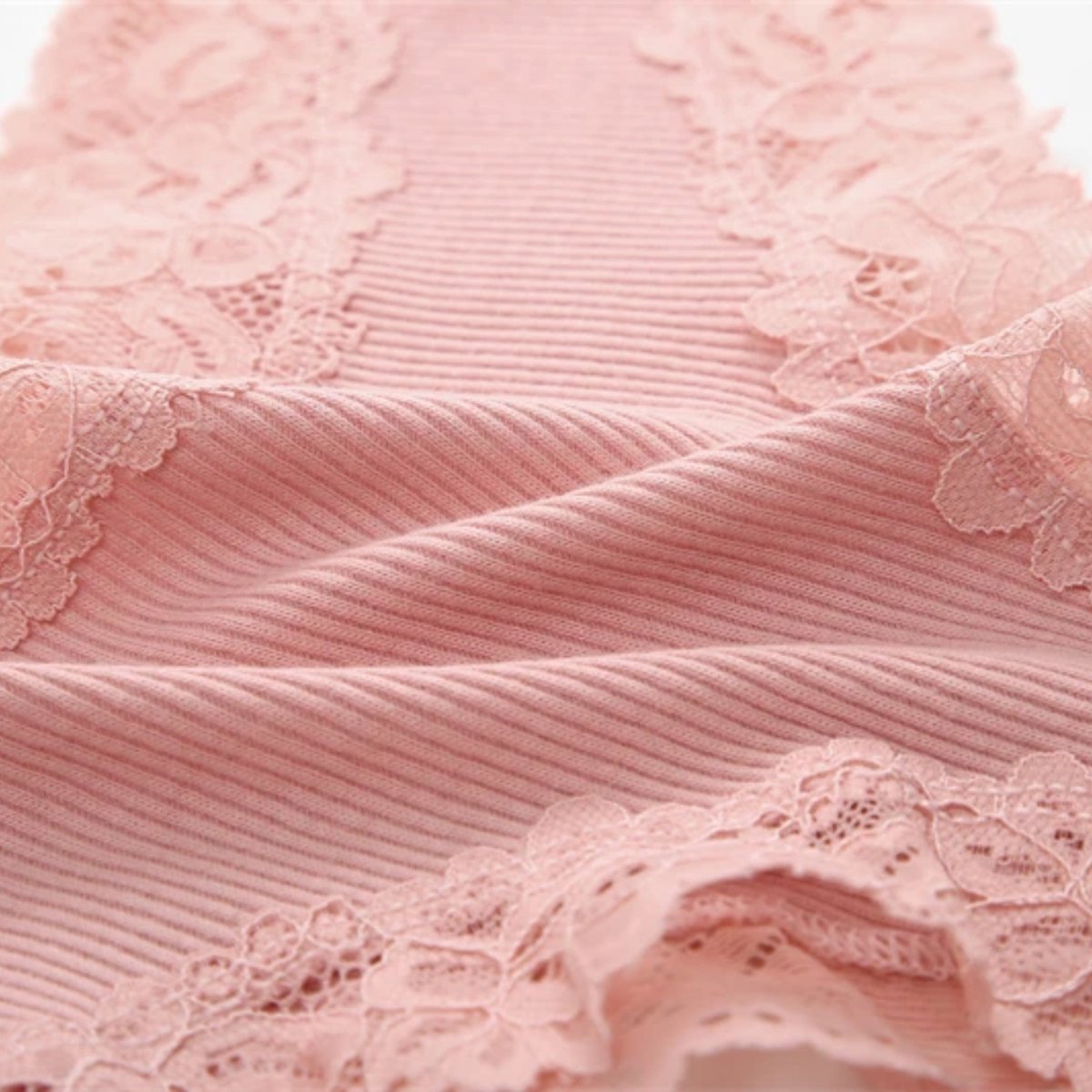 Sexy Dames Slip met Kant - Roze - Onderbroek 95% Katoen - Dames Lingerie / Ondergoed - Brazilian String - Maat XL