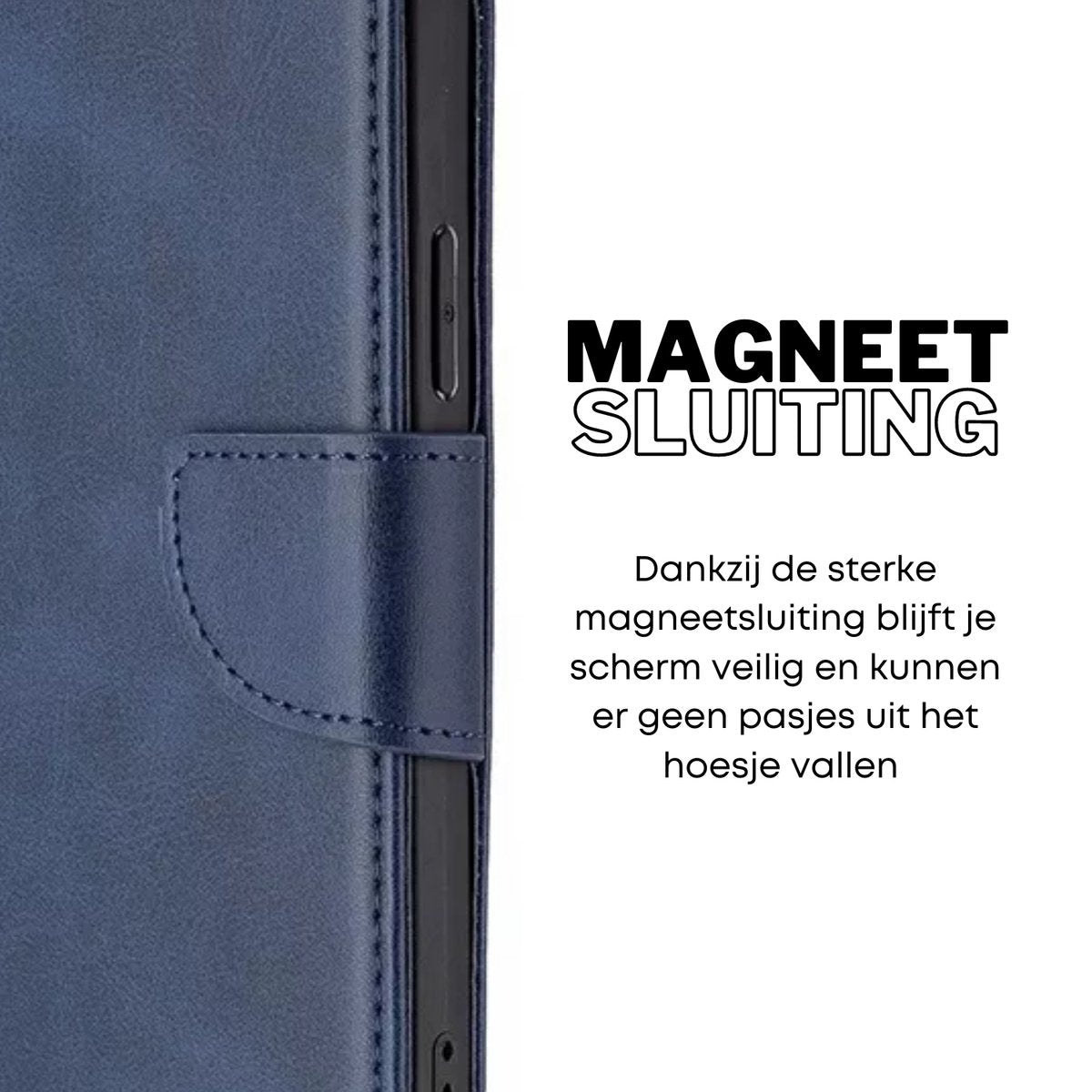 Hoesje Blauw - Geschikt voor OPPO A17 - Portemonnee Book Case - Boekje Met Kaarthouder / Pasjeshouder en Magneetsluiting - Booklet Beschermhoes - Boekhoesje met Draagkoord