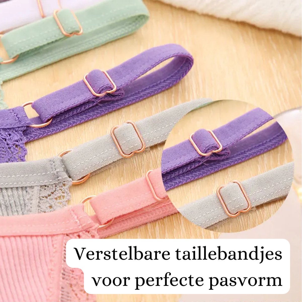 Sexy Dames String - Paars Ribstof - Dames Lingerie / Ondergoed - Kant - 95% Katoen - Maat S