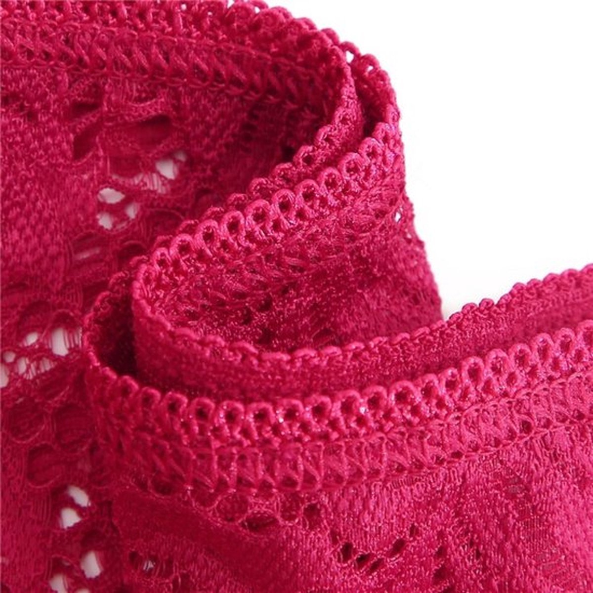 [EOL] High Waist Dames String met Kant - 3 Pack met Zwart, Wit & Rood - Vrouwen Lingerie / Ondergoed Set - Maat M