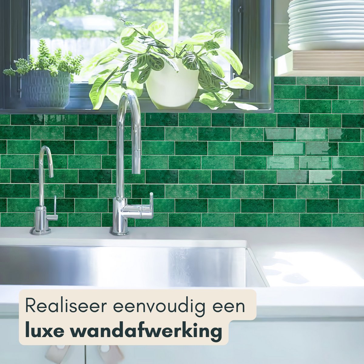Solusia Zelfklevende Plaktegels - Groen – 10 Luxe Plaktegels voor Wand – Waterdichte Wandpanelen voor Keuken, Badkamer en Toilet – 30 x 21 cm – Makkelijk aan te brengen - Tegeltjes Tegelstickers Mozaïek