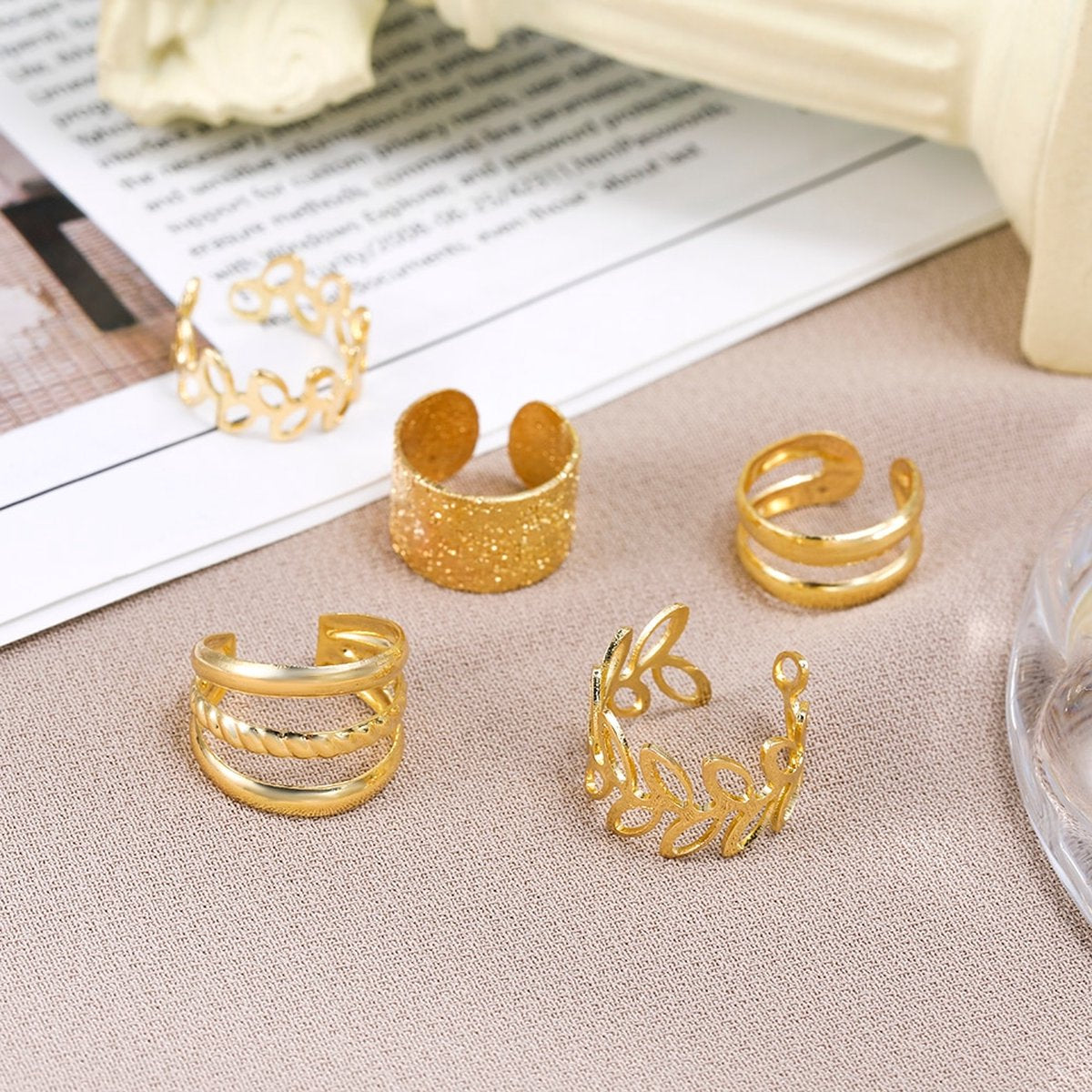 Set van 5 - Fake Helix Goud - Nep Piercing - Klem Oorbellen Oorpiercing - Nep Helix - Ringetje Goud - Metaal