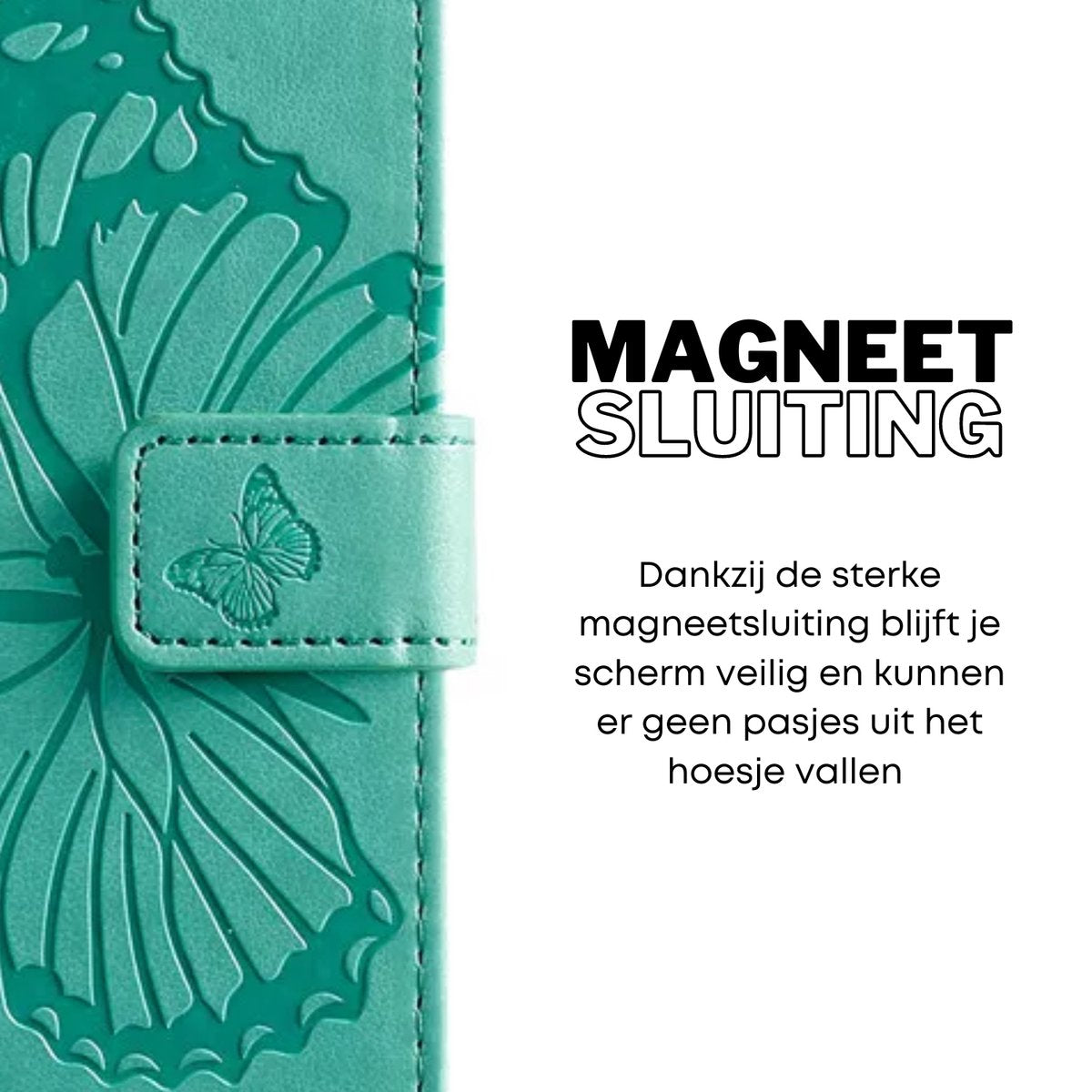 Hoesje Vlinders Groen - Geschikt voor OPPO A57 / A57s - Portemonnee Book Case - Boekje Met Kaarthouder / Pasjeshouder en Magneetsluiting - Booklet Beschermhoes - Boekhoesje