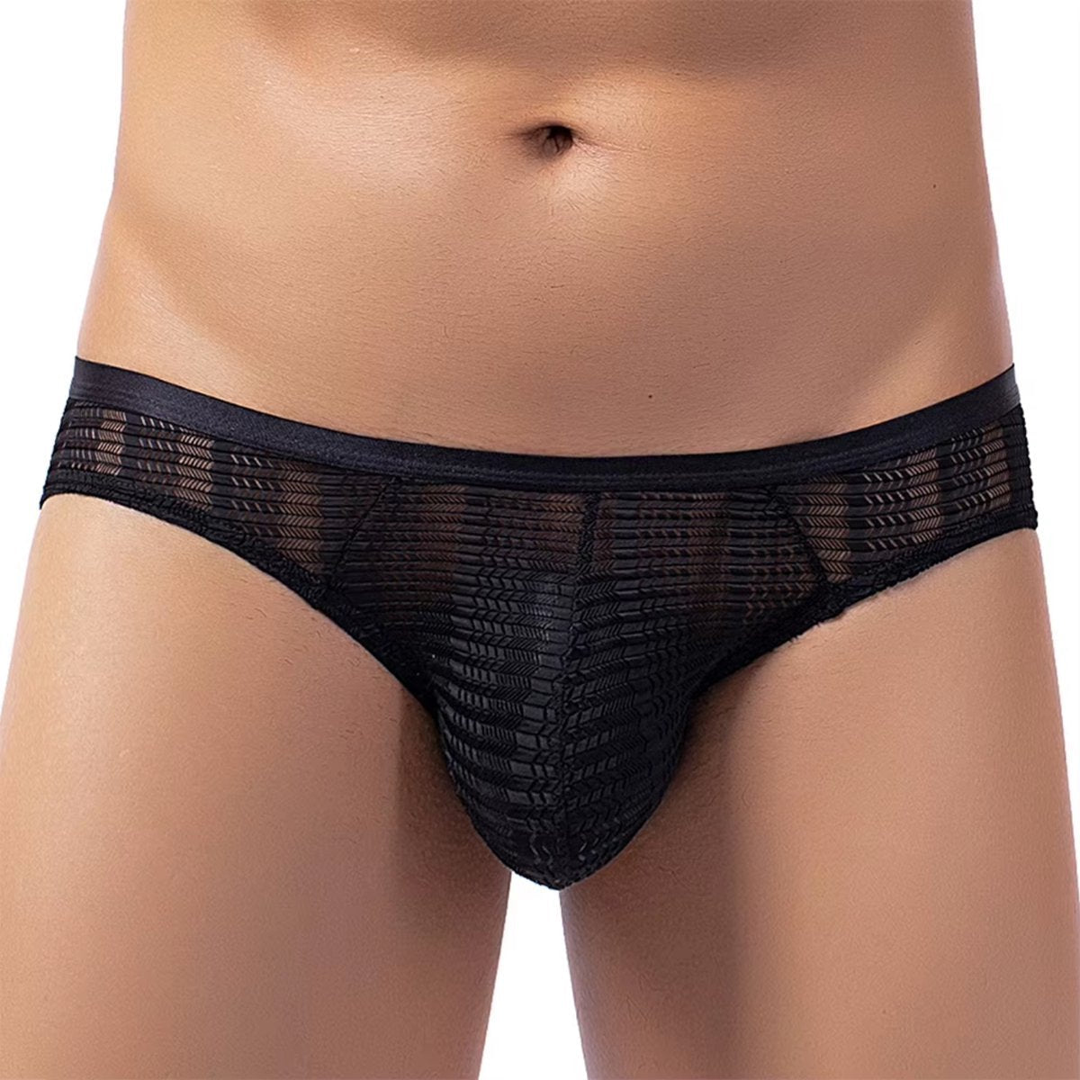 Heren Slip Kant - Slip Doorzichtig Zwart - Sexy Kanten Design - One Size - Mannen Onderbroek - Ondergoed Maat L