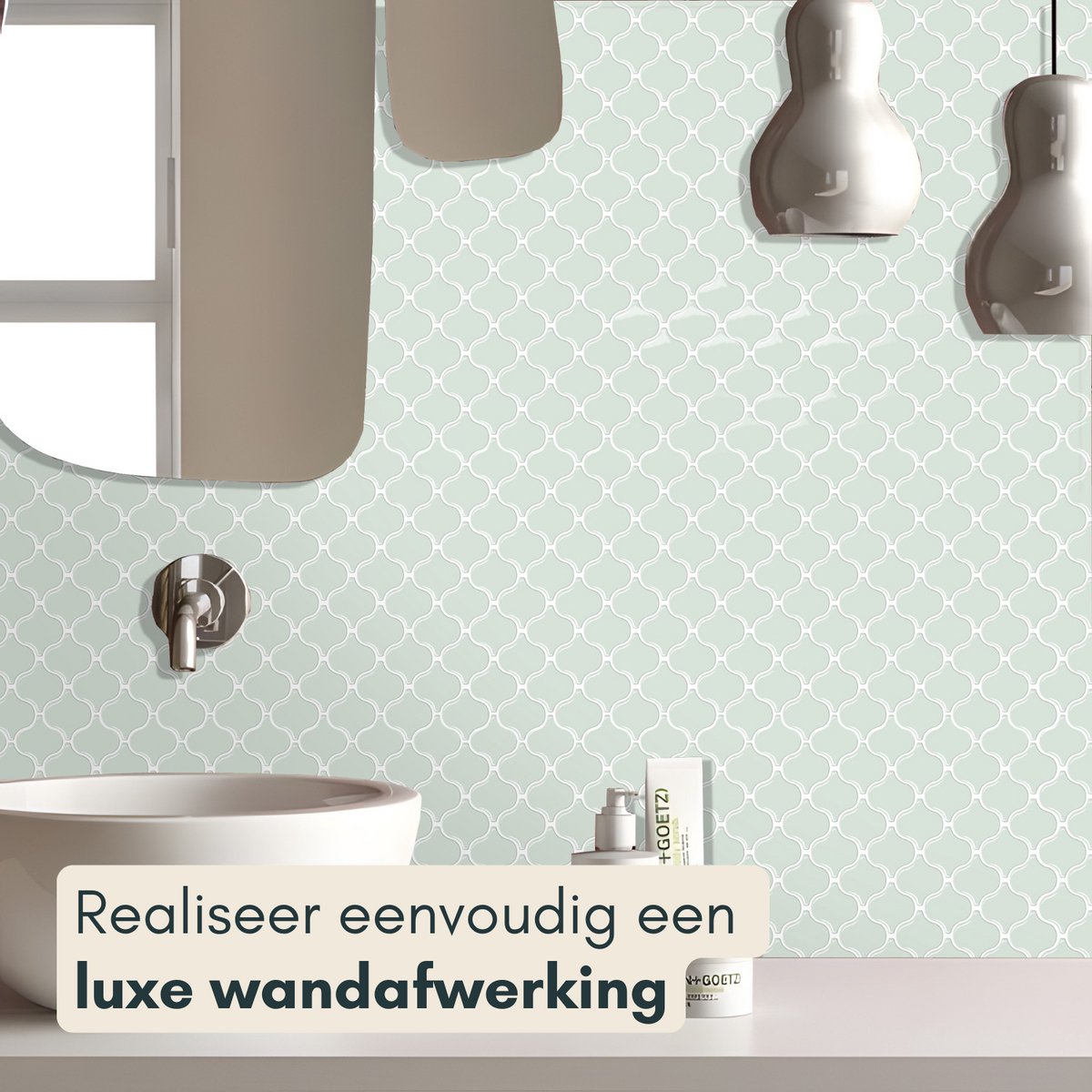 Solusia Zelfklevende Plaktegels Groen - Oosters Patroon – 10 Luxe Plaktegels voor Wand – Waterdichte Wandpanelen voor Keuken, Badkamer en Toilet – 25,4 x 25,4 cm – Makkelijk aan te brengen - Tegeltjes Tegelstickers Moroccan Lantern