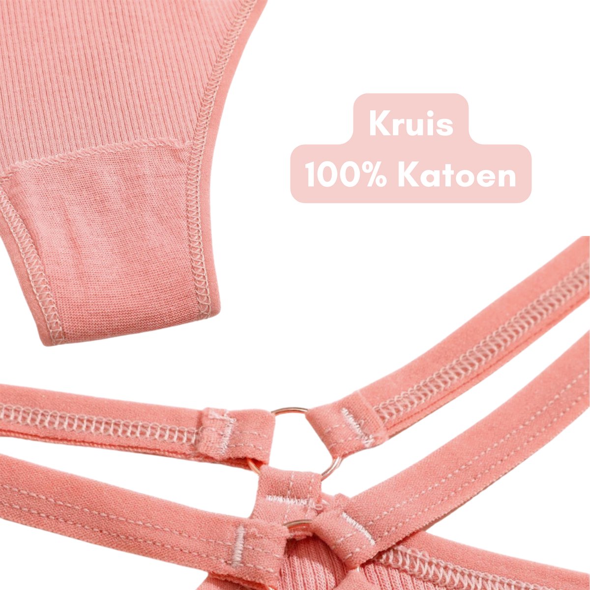 Sexy String met Dubbele Bandjes - Paars - Ontwerp met Ribstof en Dubbele Bandjes - Sexy Design - Dames Onderbroek - Lingerie / Ondergoed - Maat M