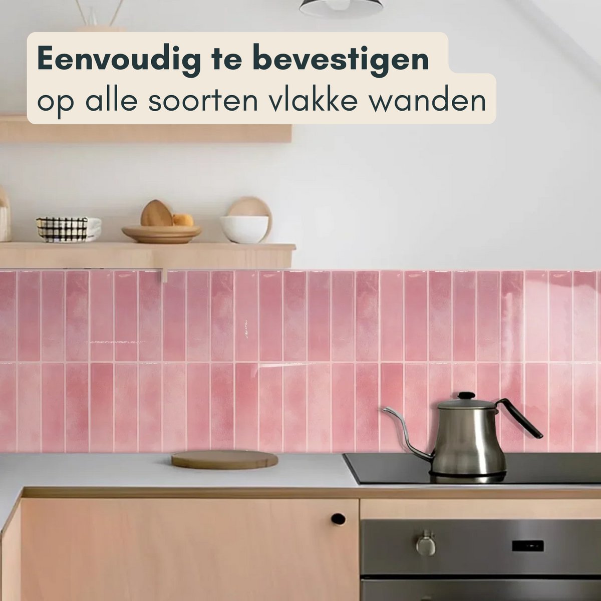 Solusia Zelfklevende Plaktegels - Roze – 10 Luxe Plaktegels voor Wand – Waterdichte Wandpanelen voor Keuken, Badkamer en Toilet – 25,4 x 20 cm – Makkelijk aan te brengen - Tegeltjes Tegelstickers
