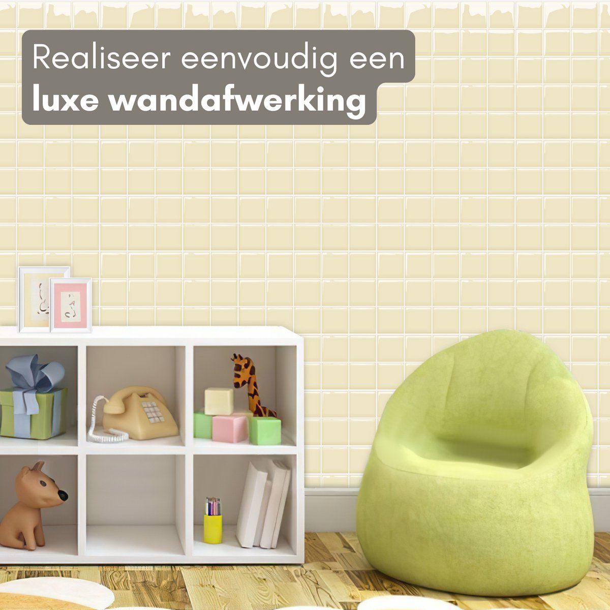 Solusia Zelfklevende Plaktegels - Geel – 10 Luxe Plaktegels voor Wand – Waterdichte Wandpanelen voor Keuken, Badkamer en Toilet – 25,4 x 25,4 cm – Makkelijk aan te brengen - Tegeltjes Tegelstickers Mozaïek