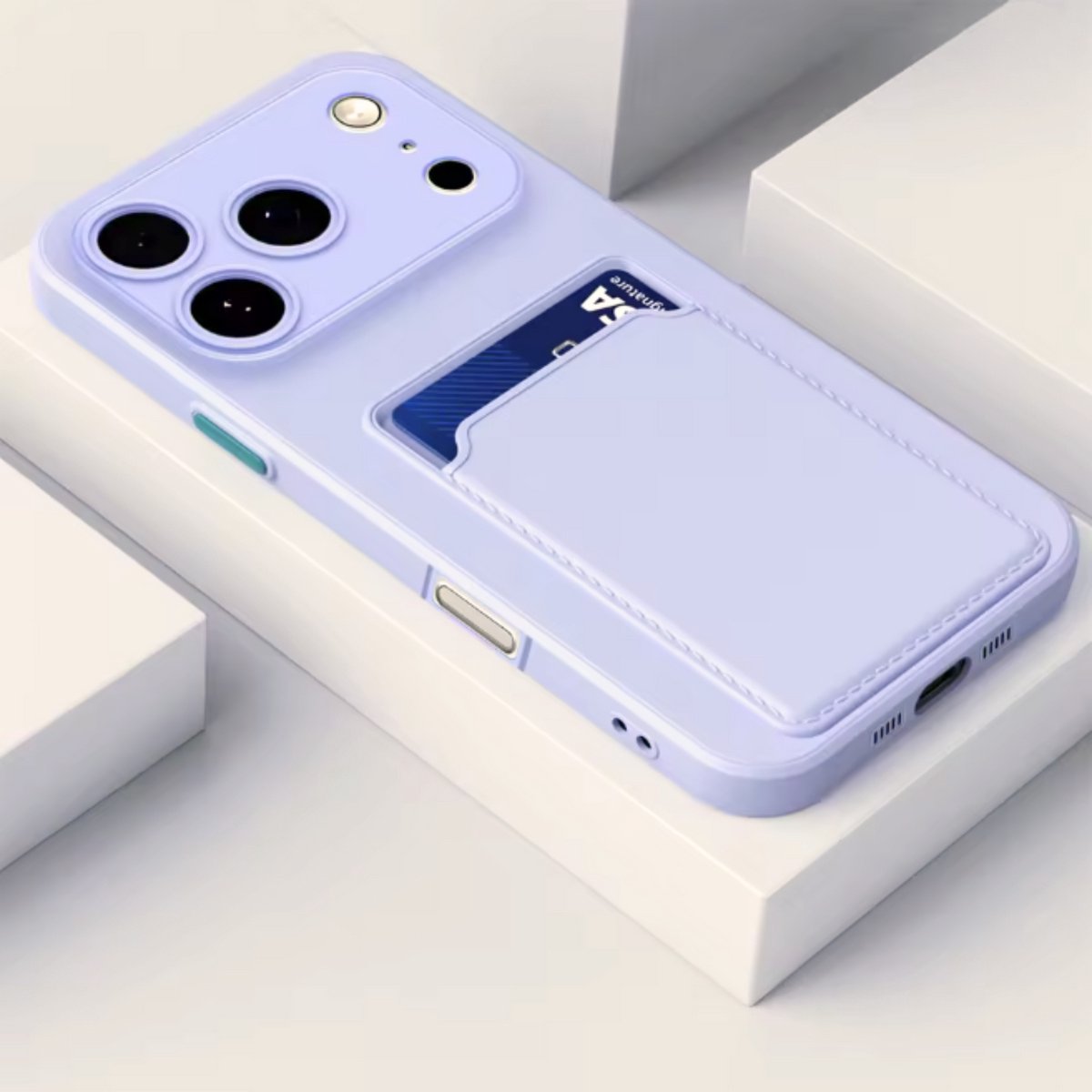 Hoesje Geschikt voor Apple iPhone Air - Stevig TPU - Met Kaarthouder - Lila/ Paars - Shockproof Case met Pasjeshouder - TPU Hoes Met Vakje Voor Pasje - Card Case Back Cover