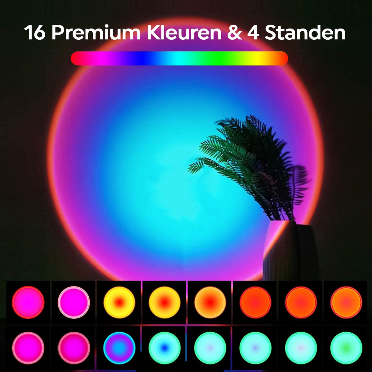 Sunset Lamp - Projector lamp - 16 Kleuren - TikTok Lamp - Sfeerverlichting - Zonsondergang Lamp - LED LAMP - Kerst cadeau - Kamer Decoratie - Cadeau voor haar & hem - Verjaardag cadeau - Geslaagd cadeau