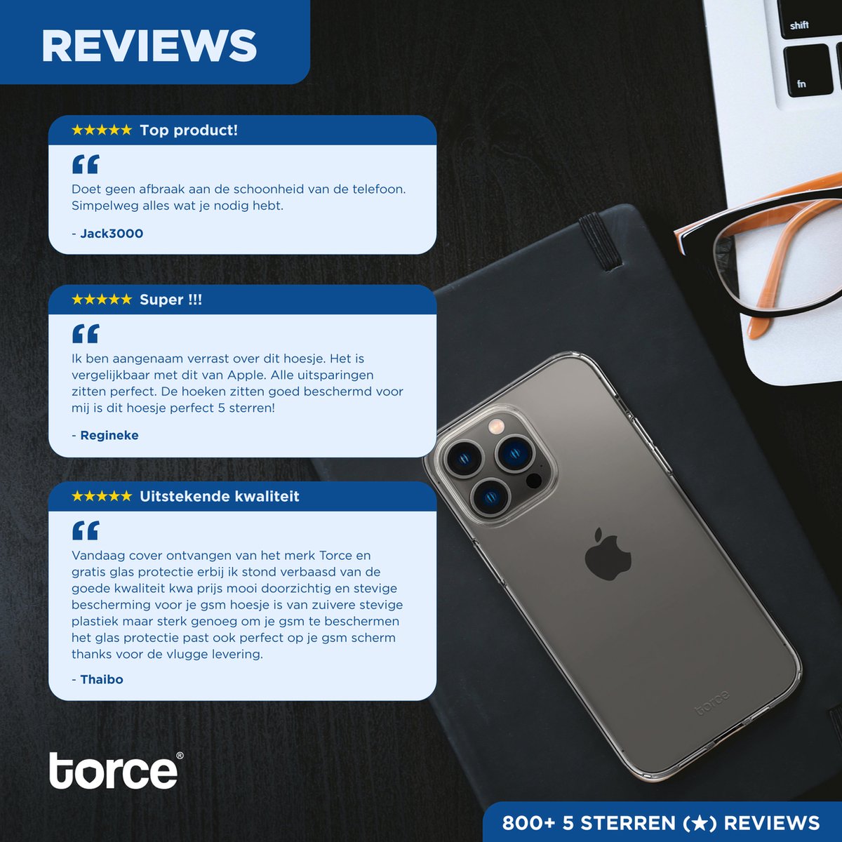 TORCE iPhone 14 Pro Max Hoesje Met Screenprotector - Transparant - TPU
