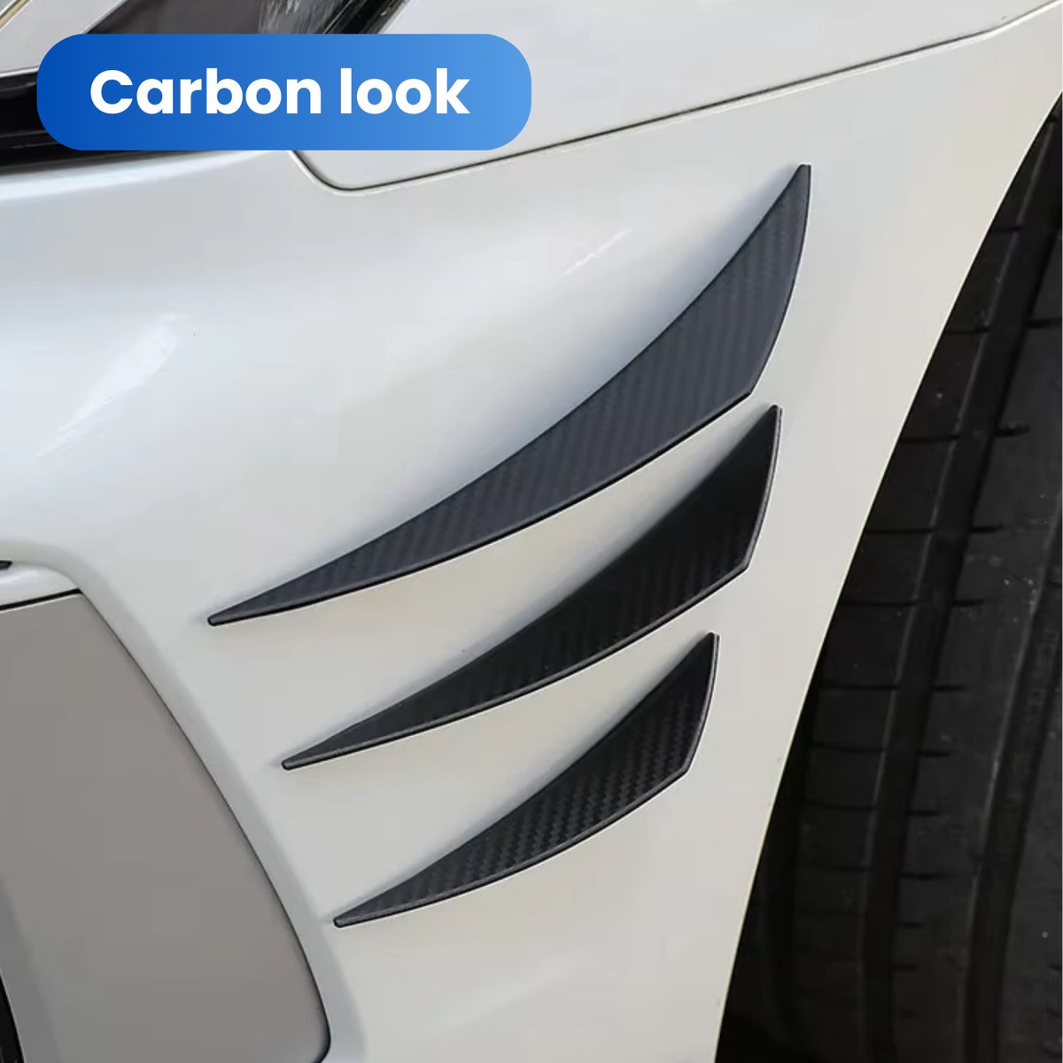 Universele Voorbumper Spoiler Set - 6 Stuks - Carbon Look Zwart - Spoiler Vinnen - Autospoiler - Bumper Strips Lip - Frontsplitter - Canards - Tuning Auto Accessoires