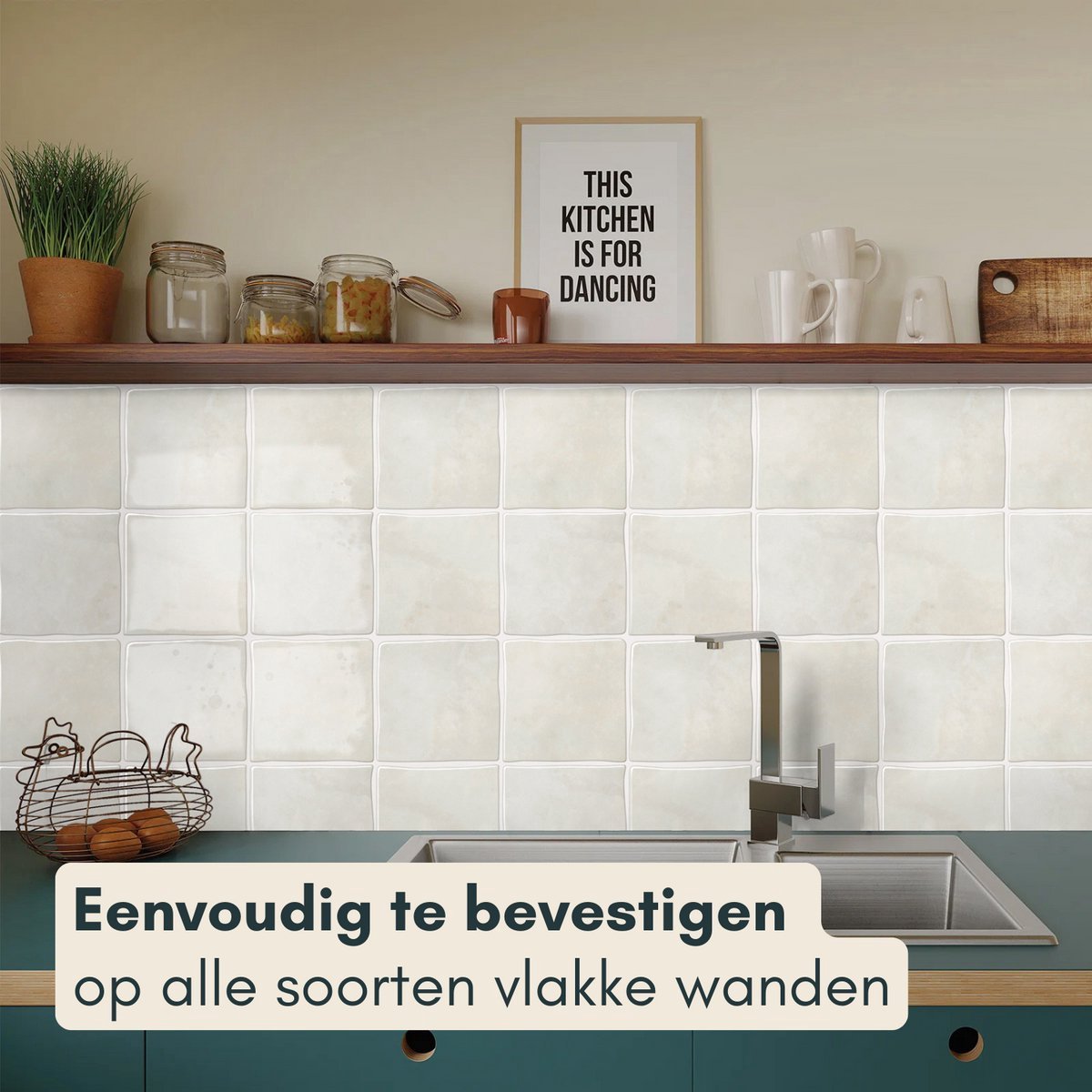Solusia Zelfklevende Plaktegels - Beige – 10 Luxe Plaktegels voor Wand – Waterdichte Wandpanelen voor Keuken, Badkamer en Toilet – 25,4 x 25,4 cm – Makkelijk aan te brengen - Tegeltjes Tegelstickers Vierkant