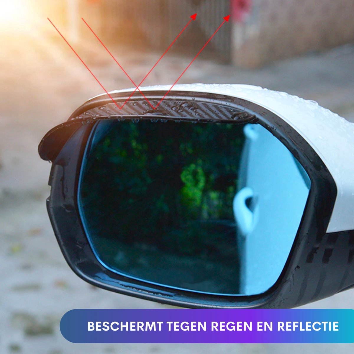Set van 2 Regen Afdekkapjes - Zijspiegels - Carbon Look - Geschikt voor alle automerken/ universeel - Spiegelkappen Regen Werend - Spiegel Spoilers - Auto Accessoires