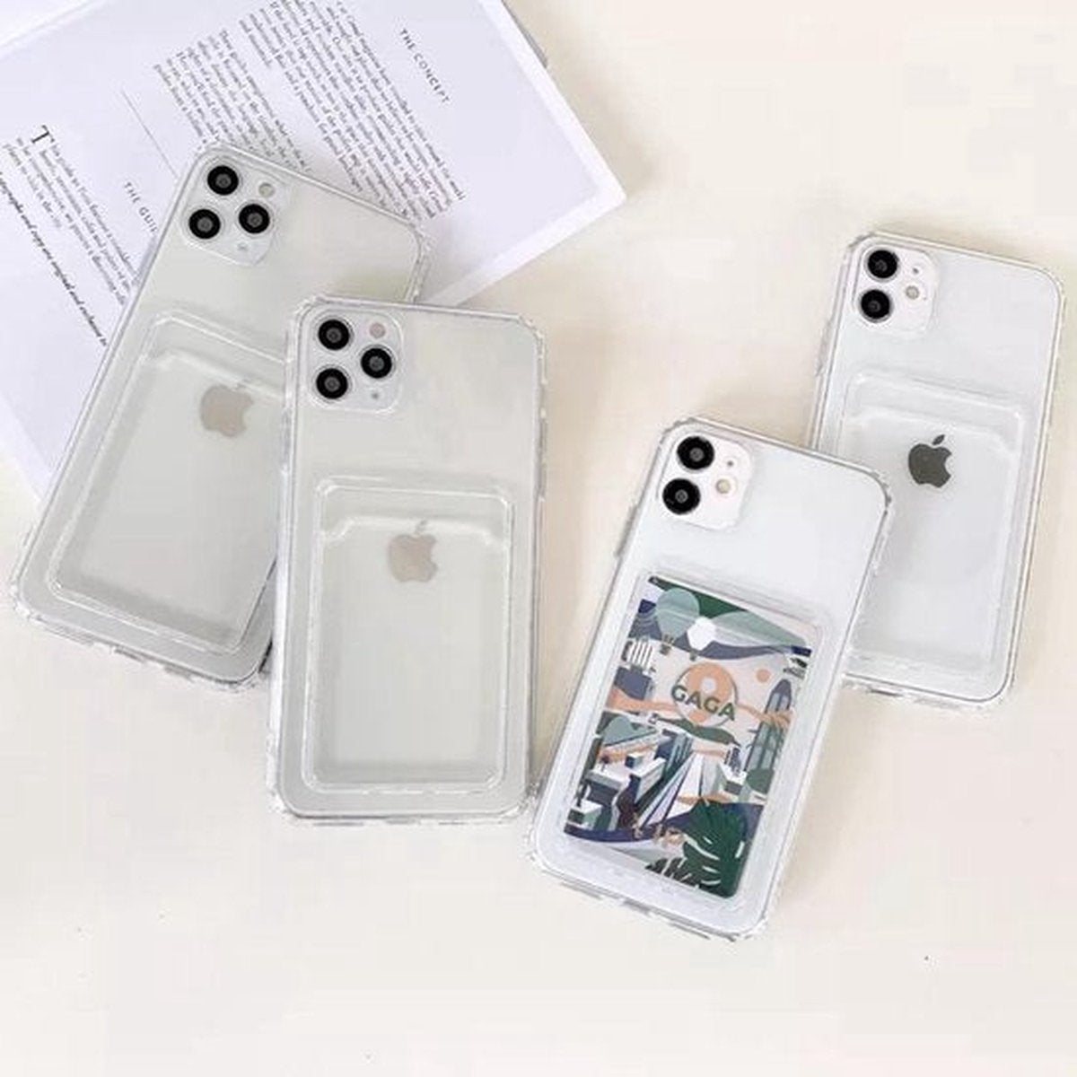 Transparant Hoesje met Kaarthouder - Geschikt voor Apple iPhone 15 Pro - Doorzichtige Shockproof Case met Pasjeshouder - TPU Hoes met Vakje voor Pasje - Card Case