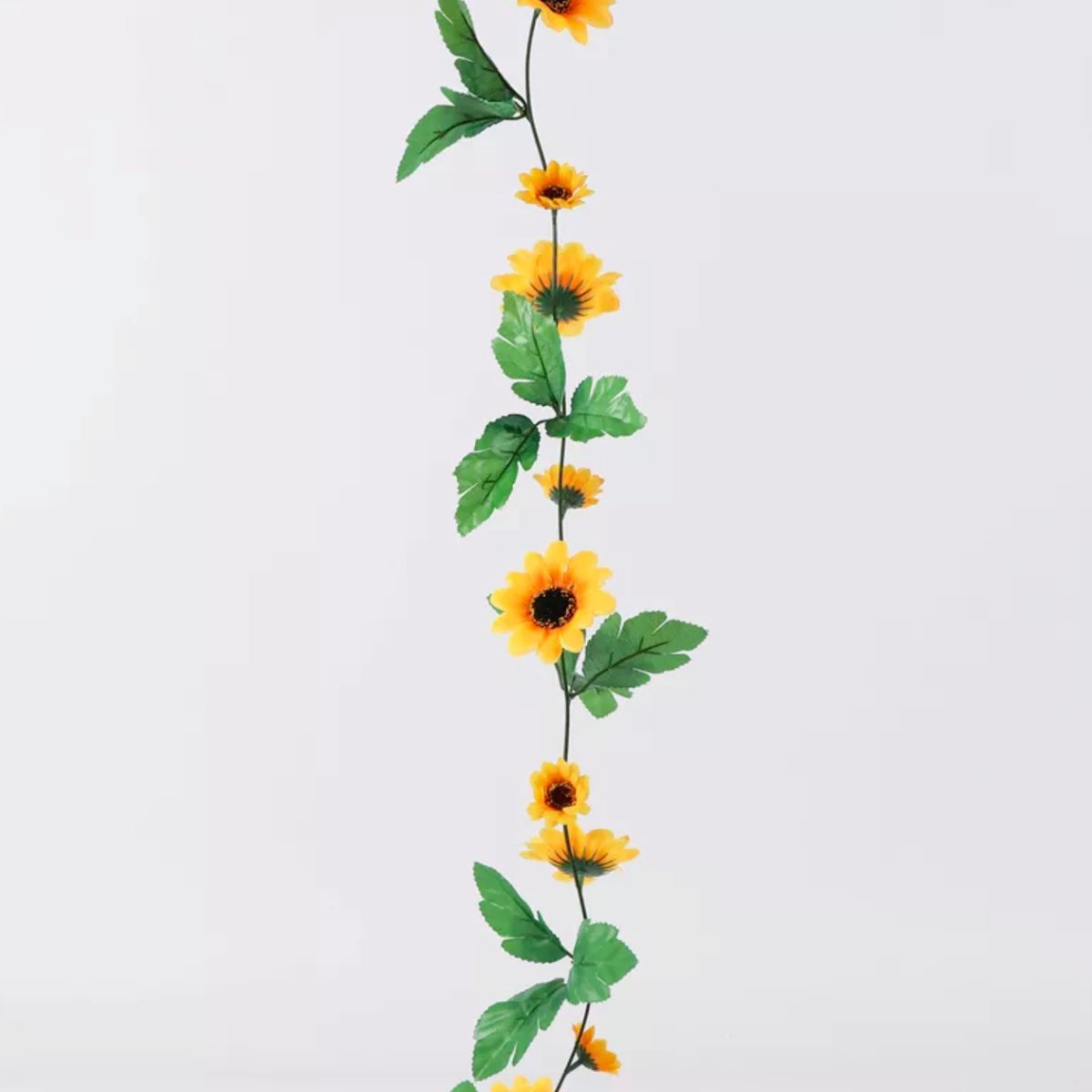 Bloemenslinger Fiets en Interieur - Zonnebloemen Geel Oranje - Stijlvolle Bloemenstreng voor Fietsmand of Stuur - 250 CM Bloemen - Plastic Kunstbloemen Fiets Slinger