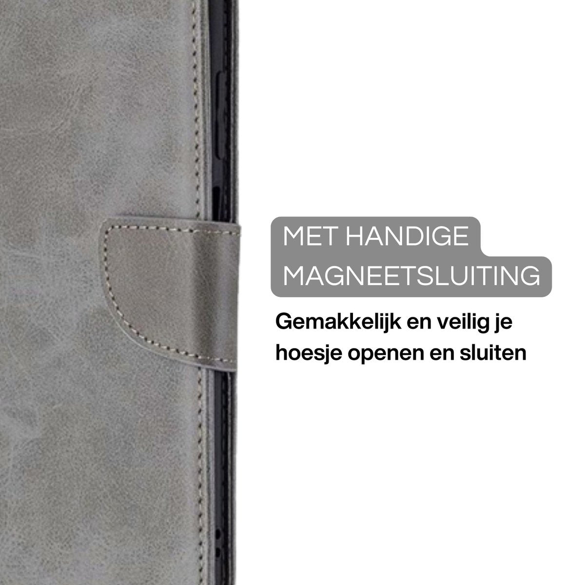 [EOL] Hoesje Grijs - Geschikt voor OPPO A58 - Portemonnee Book Case - Boekje Met Kaarthouder / Pasjeshouder en Magneetsluiting - Booklet Beschermhoes