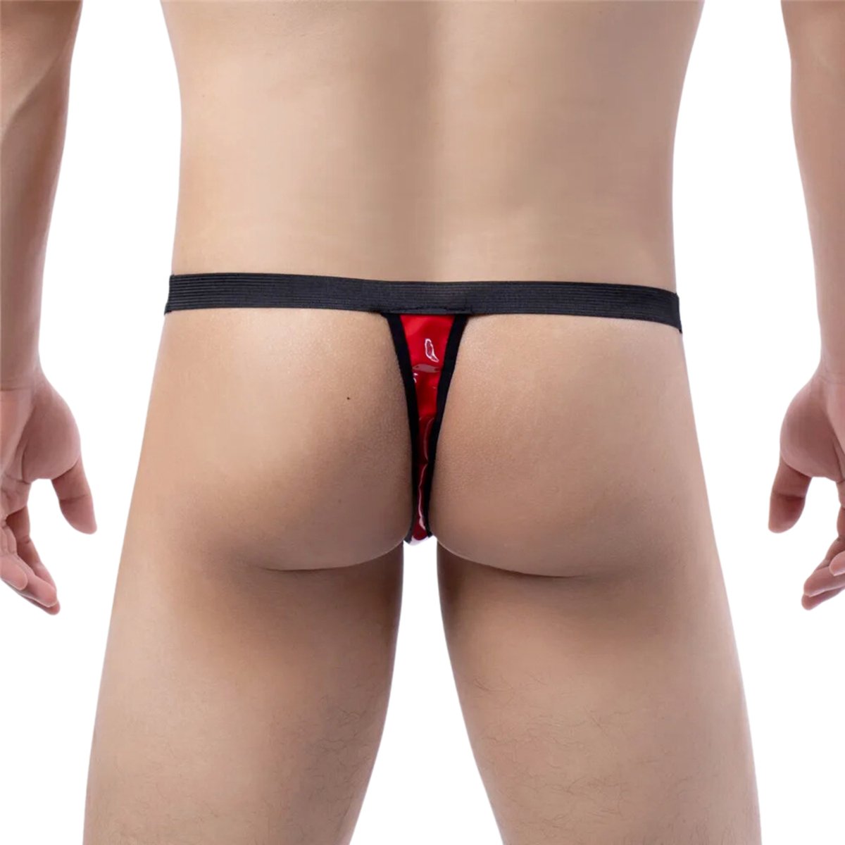 Heren Slip met Rits - Latex Look - Rood - Sexy Mannen String - Ondergoed Maat XXL