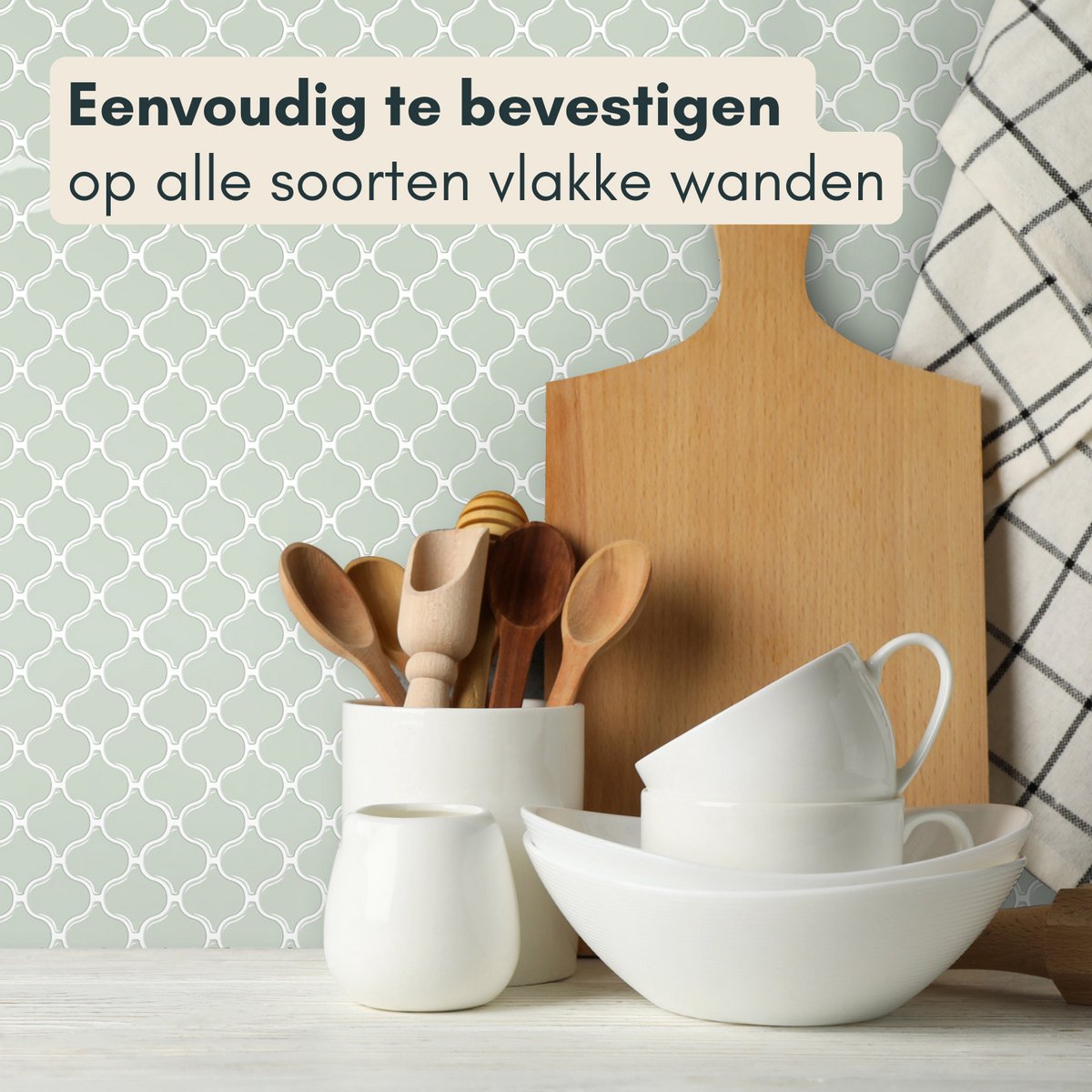 Solusia Zelfklevende Plaktegels Groen - Oosters Patroon – 10 Luxe Plaktegels voor Wand – Waterdichte Wandpanelen voor Keuken, Badkamer en Toilet – 25,4 x 25,4 cm – Makkelijk aan te brengen - Tegeltjes Tegelstickers Moroccan Lantern
