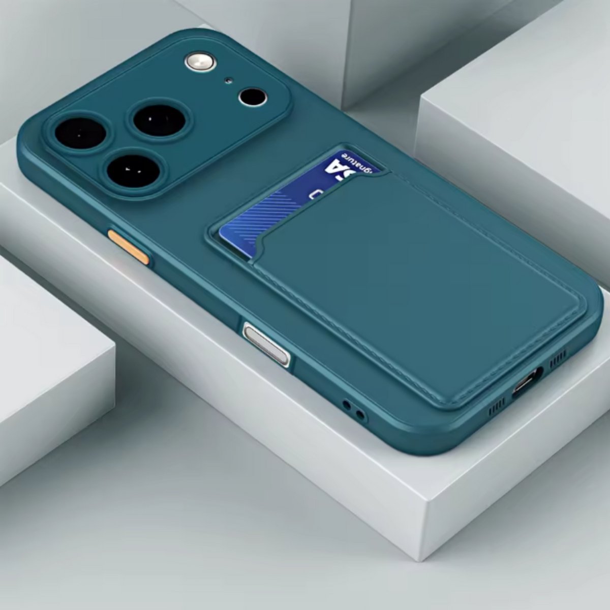 Hoesje Geschikt voor Apple iPhone 17 Pro - Stevig TPU - Met Kaarthouder - Donkergroen - Shockproof Case met Pasjeshouder - TPU Hoes Met Vakje Voor Pasje - Card Case Back Cover