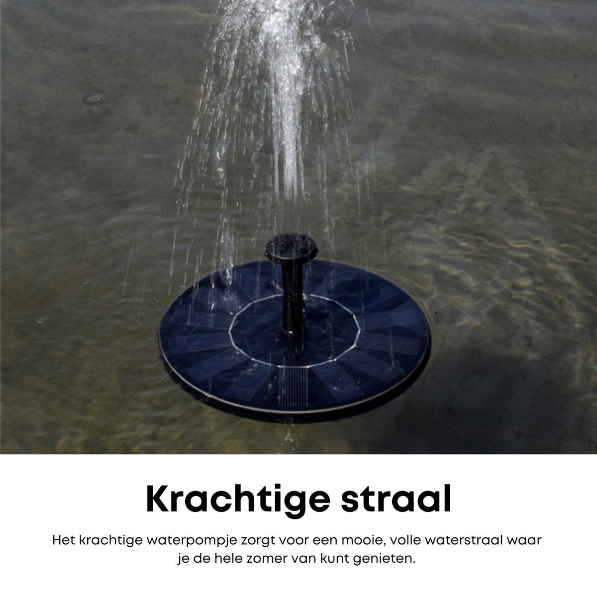 Rogoods - Solar Fontein op Zonne Energie - Fontein Pomp voor Tuin / Vijver / Zwembad / Waterschaal / Vogelbadje - 6 Opzetstukken - Sterke Straal - 16 CM Waterfontein
