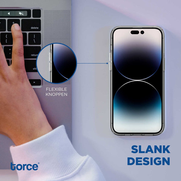 TORCE iPhone 14 Pro Hoesje Met Screenprotector - Transparant - TPU