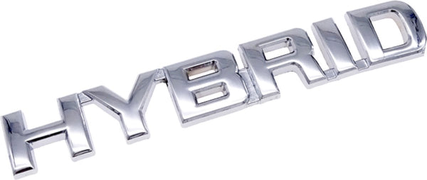 Auto Embleem Hybrid - Zilver Chroom - Zelfklevende Badge - Hybrid Embleem - universeel/alle automerken - voor Achterklep - Kunststof - Auto Accessoires