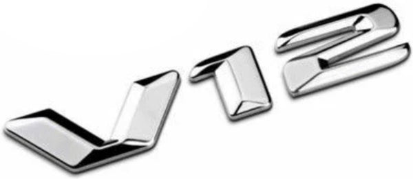 Auto Embleem V12 Zilver Chroom - Zelfklevende Badge - V12 Embleem - universeel/alle automerken -  voor Achterklep - Auto Accessoires