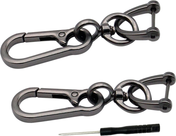 2 Pack - 2x Sleutelhanger Antraciet met Haak - Inclusief Gratis Mini Schroevendraaier - Dames & Heren Sleutel Hanger - Tassenhanger - Auto Sleutelhanger - Geschikt voor Alle Automerken / Universeel