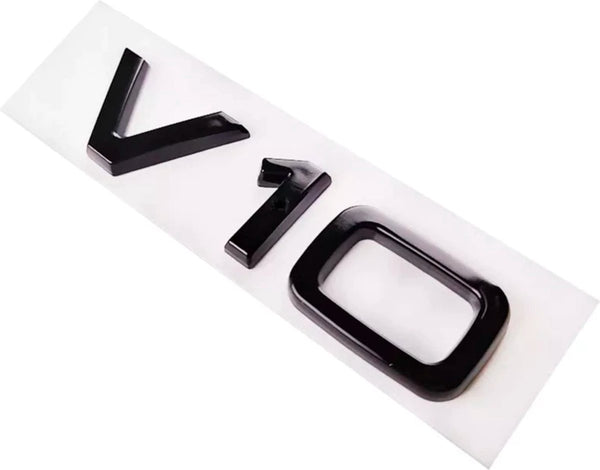 Auto Embleem V10 Zwart - Zelfklevende Badge - V10 Embleem - universeel/alle automerken -  voor Achterklep - Auto Accessoires