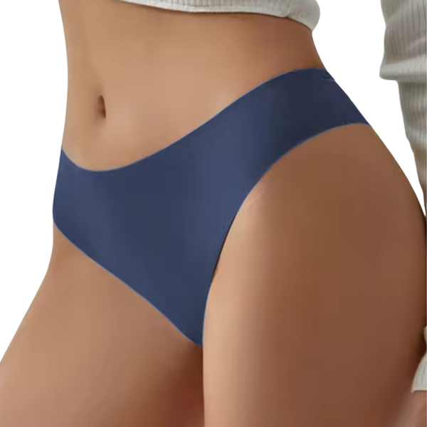 Naadloze Dames String - Blauw - Dubbele Bandjes - Naadloos / Seamless Ondergoed - Comfortabele en Sexy Lingerie - Brazilian / Slip / Onderbroek - Maat M