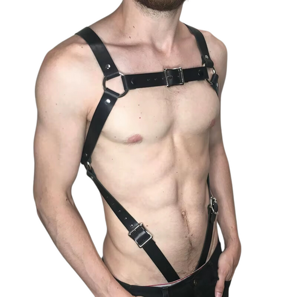 Mannen BDSM Harnas - Kunstlederen Tuigje met Riemen - Verstelbaar - Erotisch Ondergoed voor Heren - Sex Toys - Bondage & Erotiek