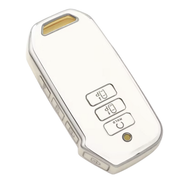 Zachte TPU Sleutelcover - Sleutelhoesje Geschikt voor Kia Sportage NQ5 / Niro / Sorento MQ4 / EV6 / Seltos - Stevige Flexibele Sleutel Cover - Wit met Zilver - Auto Accessoires
