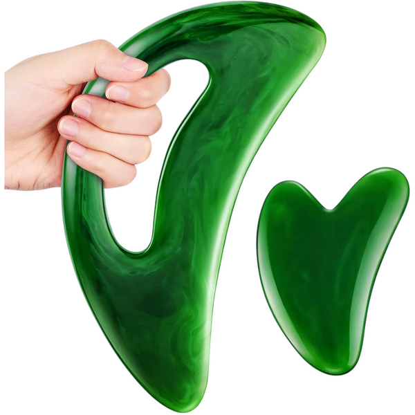 Set Van 2 - Grote Gua Sha Met Handvat - Gua Sha Voor Het Gezicht - Massage Gereedschap - Anti Cellulite - Spa Acupunctuur - Groen