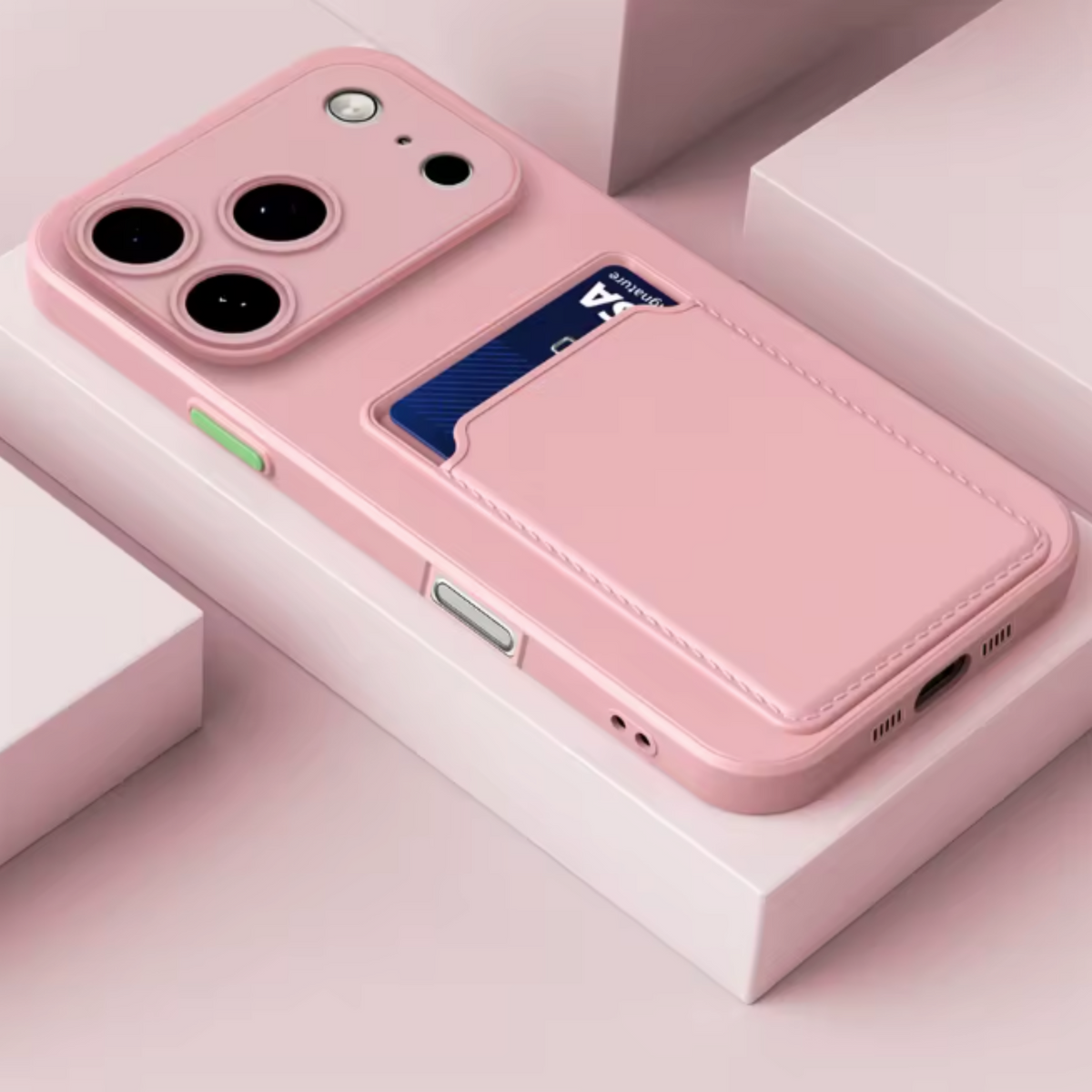 Hoesje Geschikt voor Apple iPhone Air - Stevig TPU - Met Kaarthouder - Roze/ Pink - Shockproof Case met Pasjeshouder - TPU Hoes Met Vakje Voor Pasje - Card Case Back Cover
