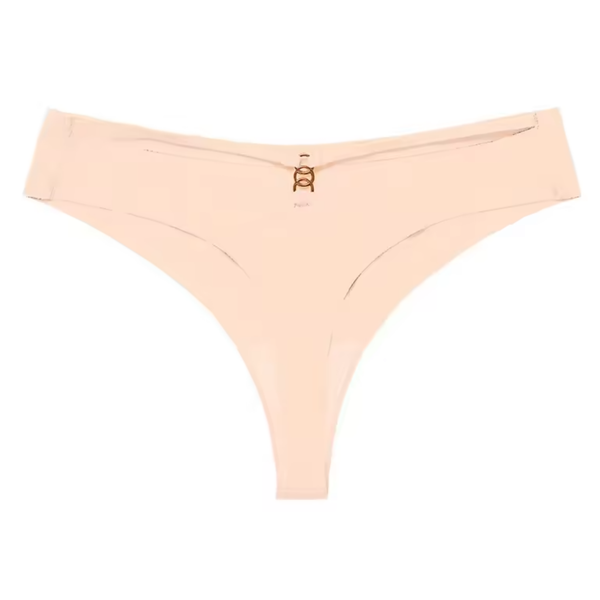 Naadloze Dames String - Beige - Dubbele Bandjes - Naadloos / Seamless Ondergoed - Comfortabele en Sexy Lingerie - Brazilian / Slip / Onderbroek - Maat M
