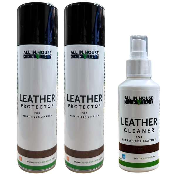 All-In House Microfiber Leather Protector Spray 2 x 250ml + Microfiber Leather Cleaner 100ml