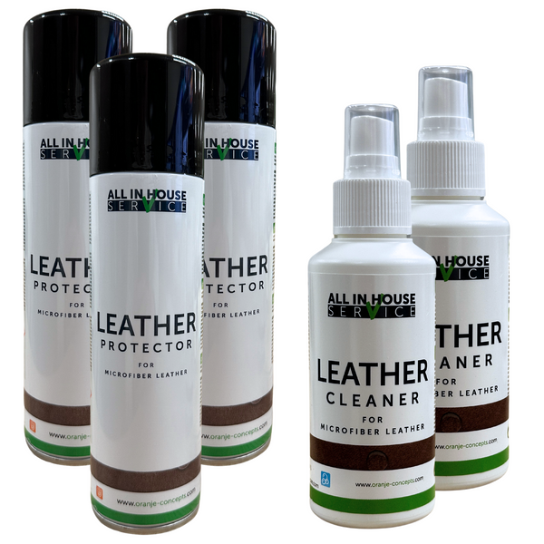 All-In House Microfiber Leather Protector Spray 3 x 250ml + Microfiber Leather Cleaner 2 x 100ml