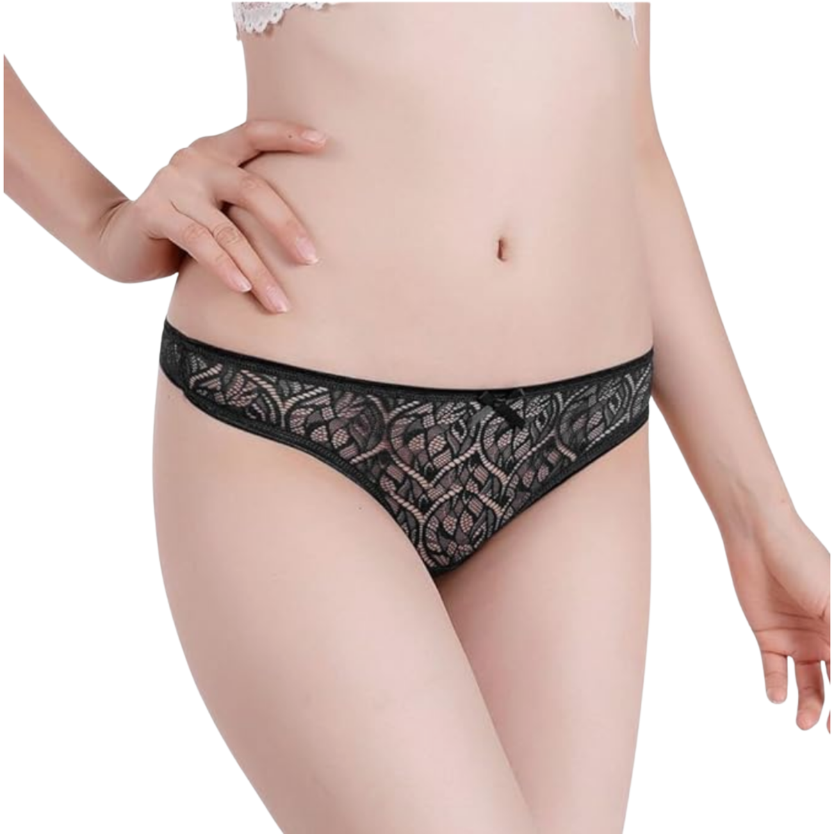 Kanten Dames String - Rood - Kant Met Strikje - Comfortabel Vrouwen Ondergoed / Lingerie - Sexy Slip / Onderbroek - Maat L