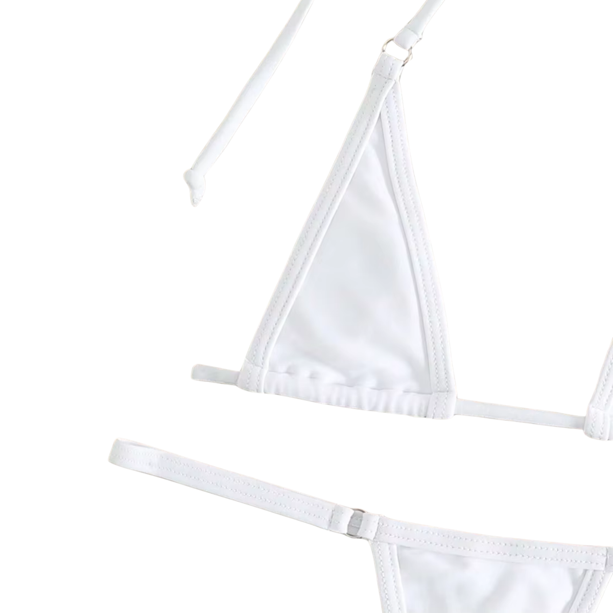 Sexy Dames Bikini Set – Wit - Mini Lingerie Set Tweedelig - Halter Top Zonder Beugel - Micro T String - Met Verstelbare Bandjes & Stretch - Ondergoed Voor Vrouwen - One Size